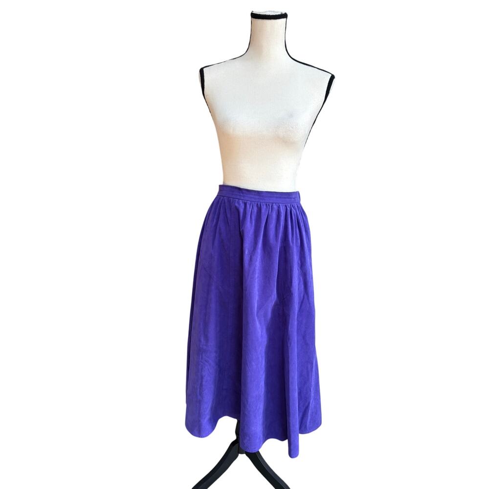 Vintage Lilli Ann Facile Ultrasuede Royal Purple Midi Skirt Medium